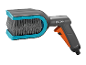 Brosse de lavage Gardena avec manche ergonomique et soies grises.