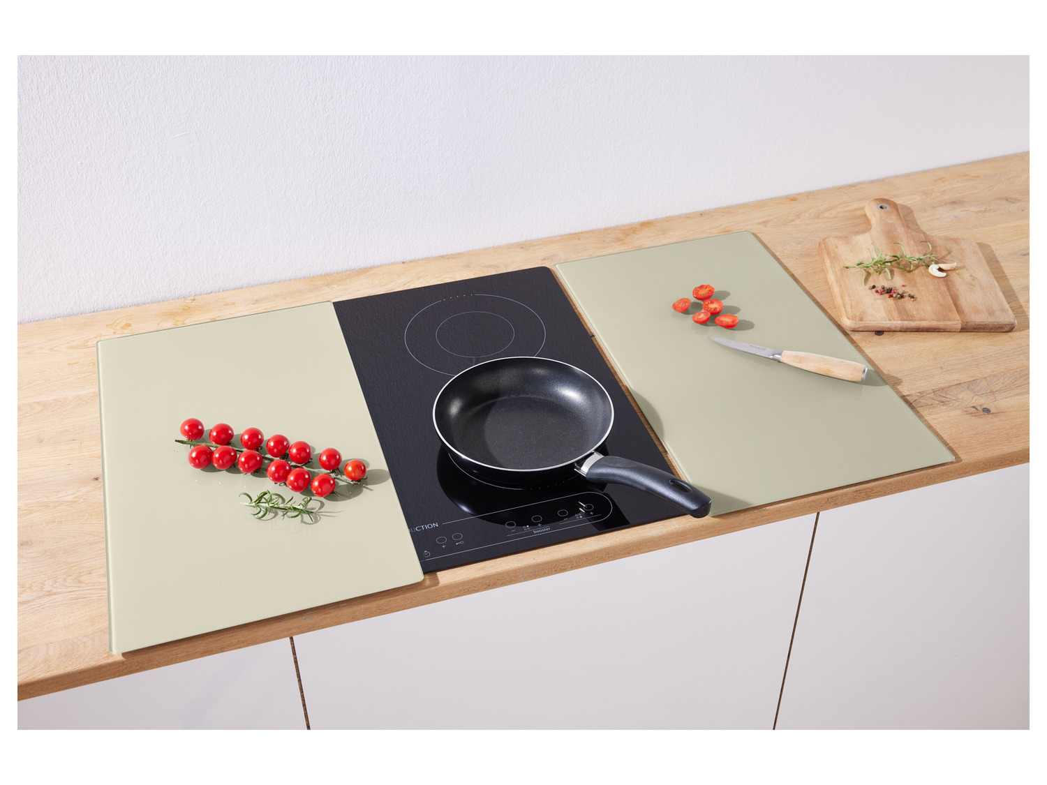 DarHaus Plaque De Protection Universelle 2x30x52cm Pour Plaque De Cuisson - Verre Trempé Bois Brun, Planche à Découper