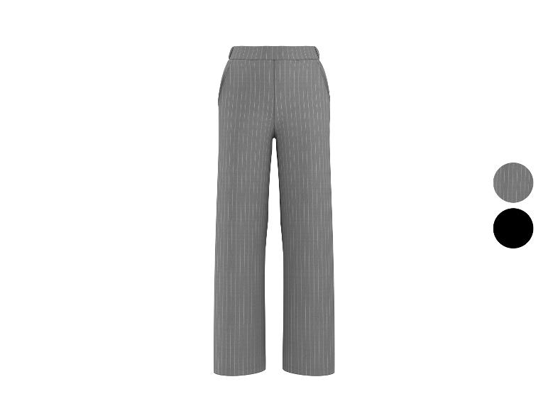 Pantalon femme gris rayé taille haute et jambe large