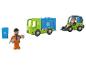 Jouets verts: camion poubelle, balai et figurine de  un éboueur