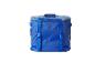 Sac isotherme cylindrique bleu avec fermeture éclair supérieure et sangles latérales