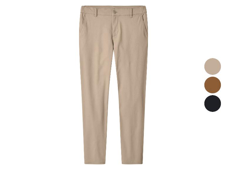Pantalon chino beige avec trois options de couleur : beige, marron et noir.