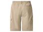 Shorts cargo beiges avec taille élastique et poches latérales.