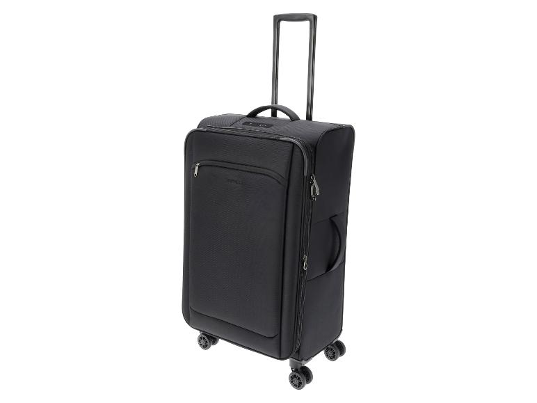Valise trolley noire avec poignée télescopique et roulettes