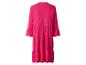 Robe longue fuchsia pour femme avec manches longues et volants.