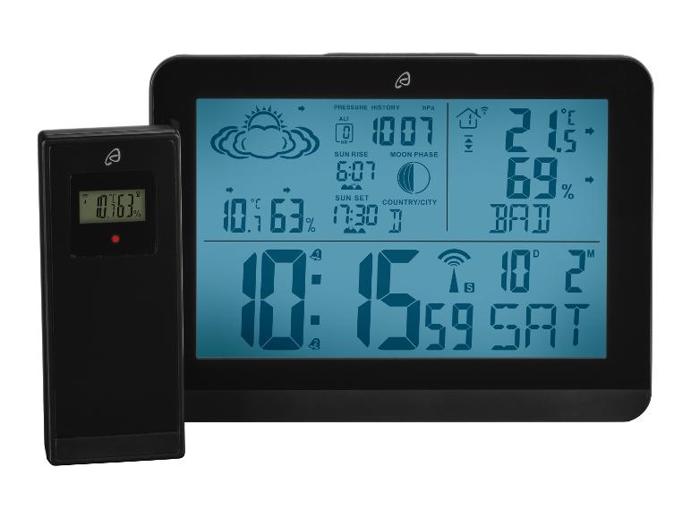 Une station météo sans fil avec un thermomètre et un hygromètre.
