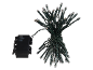Guirlande lumineuse LED avec câble vert foncé et boîtier de piles noir avec fonction minuterie.