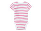 Un body bébé rayé rose.