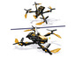 Deux drones LEGO noirs avec des détails dorés.