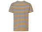 Un t-shirt rayé blanc et marron.