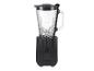 Un blender noir Silvercrest avec un pichet en verre et des glaçons.