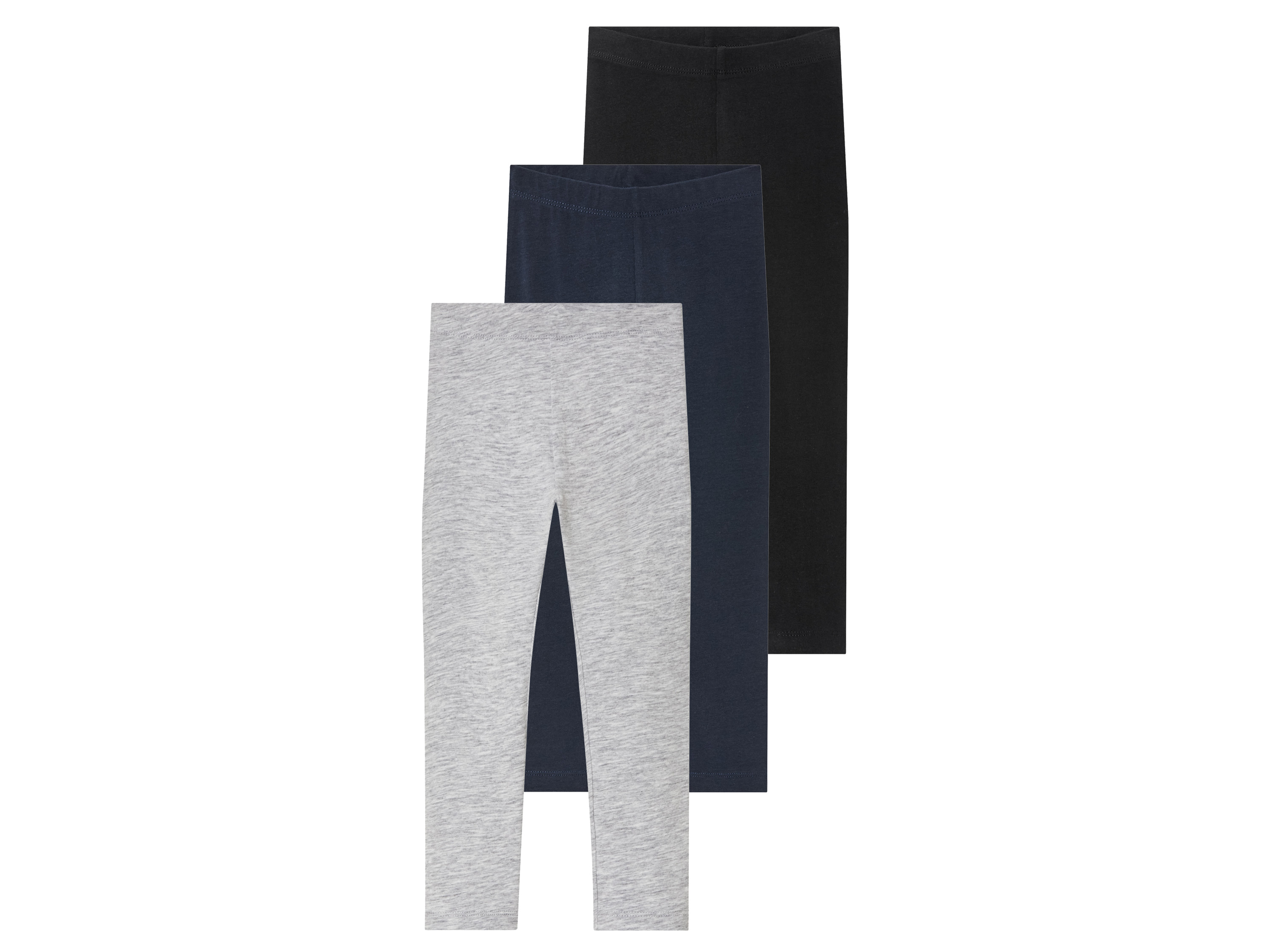 lupilu® Lot de 3 leggings petite fille (bleu foncé/gris/noir, 2-4 ans)
