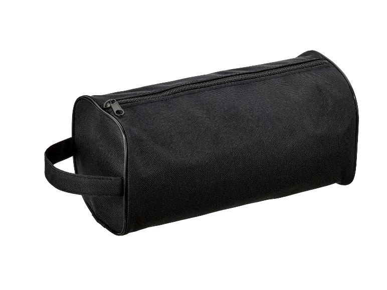 Trousse de toilette de voyage noire avec fermeture éclair et poignée latérale