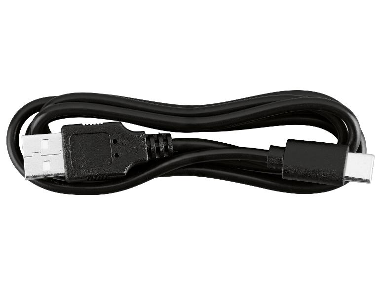 Un câble USB-C vers USB-A noir.