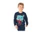 Garçon en sweat-shirt à manches longues et pantalon de jogging bleus avec imprimé super-héros