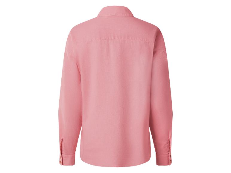 Chemise rose à manches longues pour femme, vue de dos.