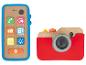 Jouets en bois : téléphone et appareil photo pour enfants.