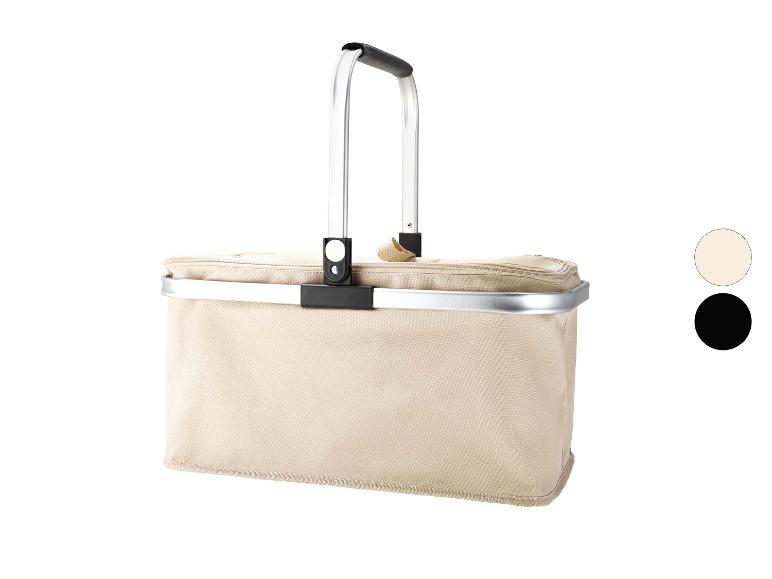 Panier de courses pliable beige avec poignée en aluminium