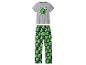 Pyjama enfant Minecraft avec t-shirt gris et pantalon vert.