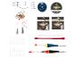 Kit de pêche Crivit : ligne, hameçons, plombs, flotteurs et accessoires.