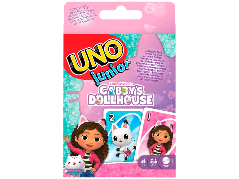 Jeu de cartes pour enfants sur le thème de la maison de poupée, avec trois niveaux de jeu.