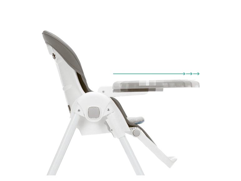 Chaise haute pour bébé avec plateau réglable et dossier gris