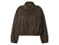 Veste bomber marron en daim avec col et épaulettes.
