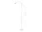 Un lampadaire blanc avec un bras incurvé.