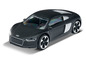 Une voiture jouet Audi R8 noire.