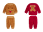 Ensembles en peluche pour bébé LUPILU® avec motifs de renne et de bonhomme de pain d'épices.