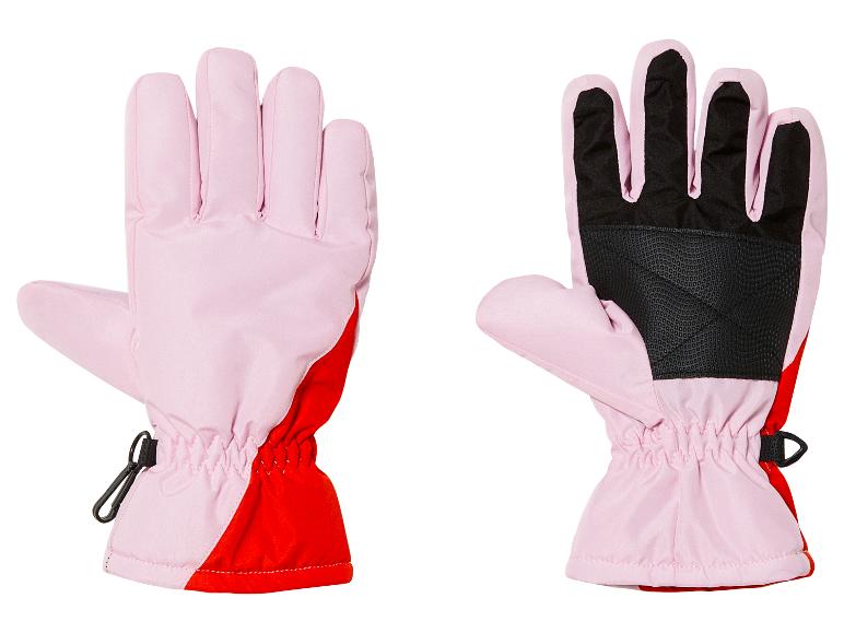Une paire de gants d'hiver roses et rouges.