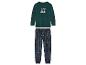 Ensemble pyjama avec un t-shirt vert à manches longues et un pantalon à carreaux.