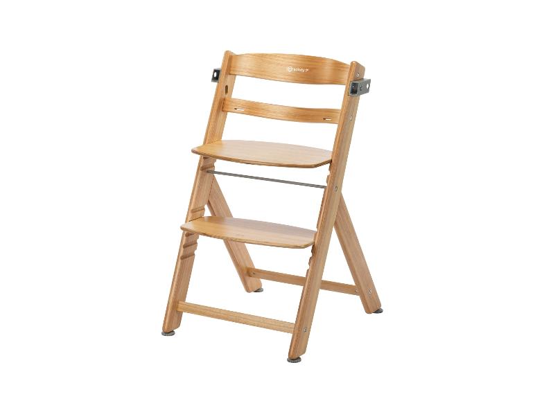 Chaise haute pliante en bois avec assise et repose-pieds réglables