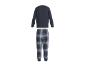 Haut à manches longues bleu foncé et pantalon de pyjama à carreaux bleus pour homme.