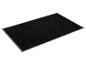 Paillasson noir rectangulaire avec bordure grise.