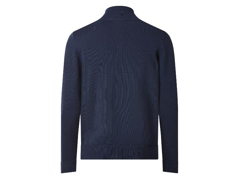Veste en maille bleu marine à col montant pour homme, vue de dos