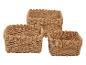 Ensemble de trois paniers de rangement rectangulaires tressés en marron naturel