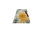 Tapis enfant décoré d'un lion et de feuilles, thème jungle.