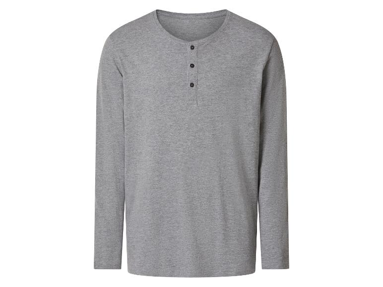 T-shirt Henley gris à manches longues avec trois boutons