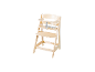Chaise haute en bois pour bébé avec siège et repose-pieds réglables, avec harnais de sécurité