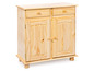 Une armoire en bois avec deux portes et deux tiroirs.