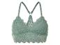 Soutien-gorge triangle en dentelle vert-de-gris.