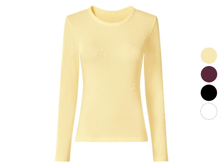 T-shirt jaune côtelé à manches longues avec options de couleur.