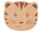 Jouet en bois en forme de tigre.
