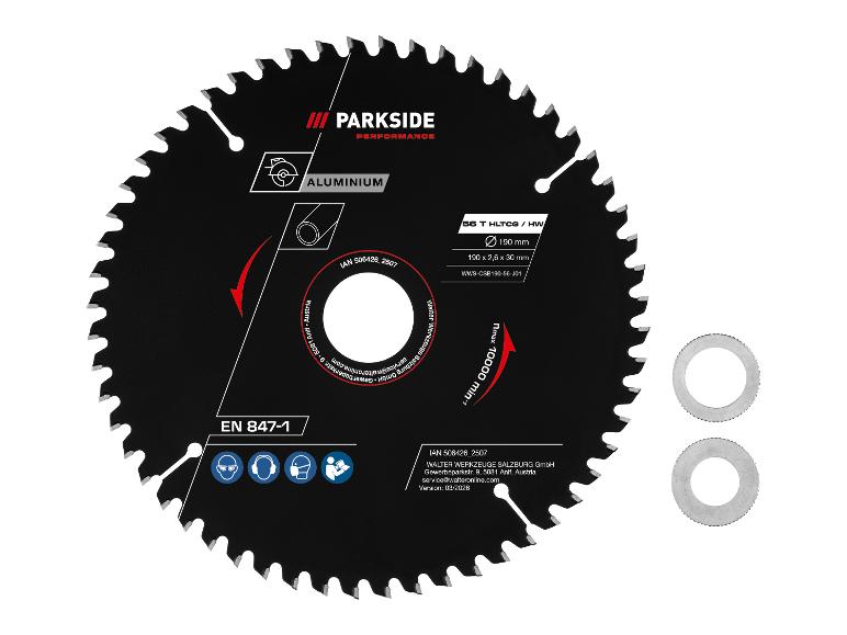 Lame de scie pour aluminium, 190 mm, 56 dents, avec max 10000 tr/min.