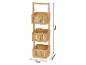 Étagère de rangement suspendue en bambou avec trois paniers à façade en rotin, mesurant 73x23x18,5cm.