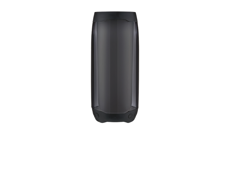 Enceinte portable avec corps transparent et détails noirs