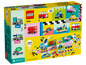 Boîte LEGO Classic avec des idées de construction de voitures, de bus et de bateaux.