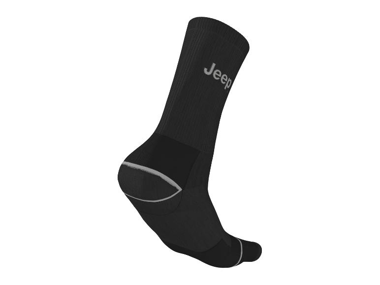 Chaussette Jeep noire avec détails gris au talon et aux orteils.