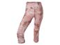 Un legging capri rose avec un motif marbré.